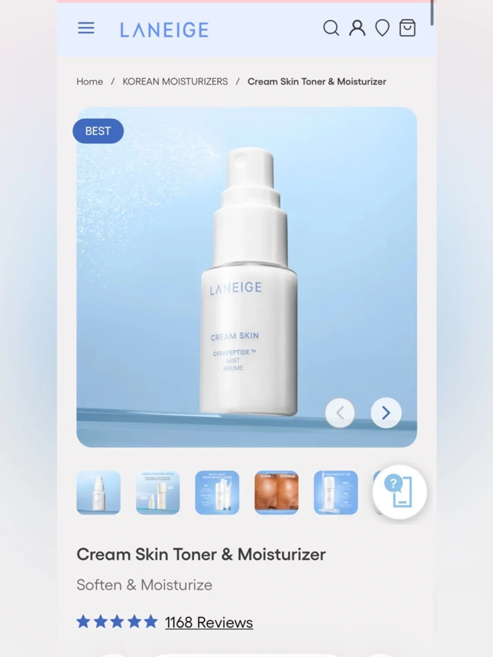 LANEIGE Cream Skin CeraPeptide Mist – light gray and navy text - Picture 10 of 10